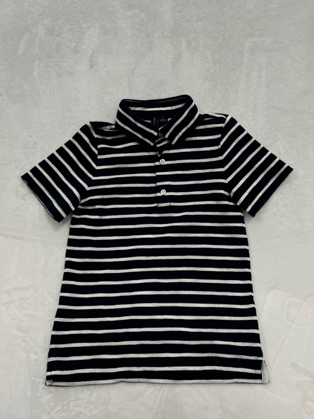 Janie And Jack Striped Polo Navy Blue & White Cotton Boy Kids Size 5 Comfy